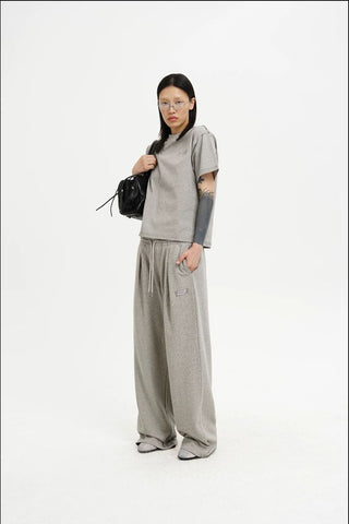 [MASONPRINCE] Cotton Pleated Wide Leg Sweatpants