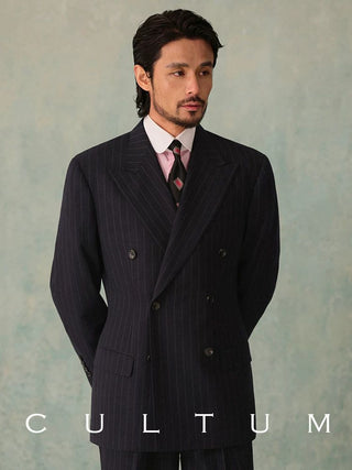[CULTUM] 1930s Pinstripe Double-Breasted Peak Lapel Suit