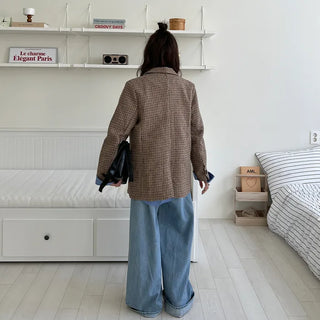 Button-up check jacket