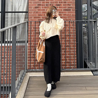 Double ruffle knit cardigan