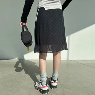 Checked midi skirt