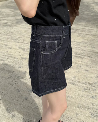 Stitch Low Short Denim Pants