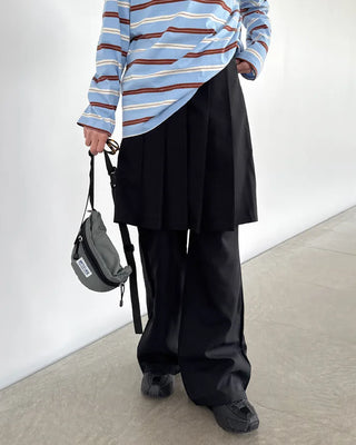 Pleated skirt and slacks set