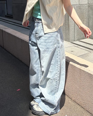 Basic wide-leg denim pants