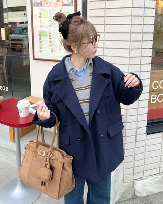 Double-breasted quilted coat