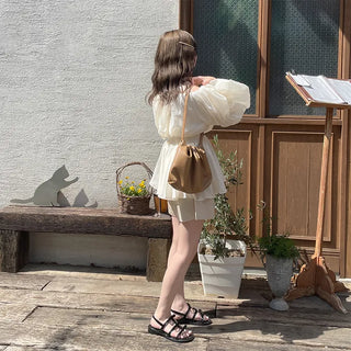 Off-shoulder chiffon blouse dress