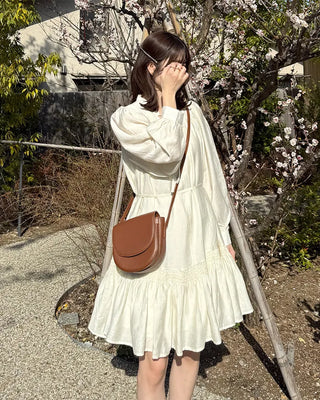 Frill String Point Shirring Dress
