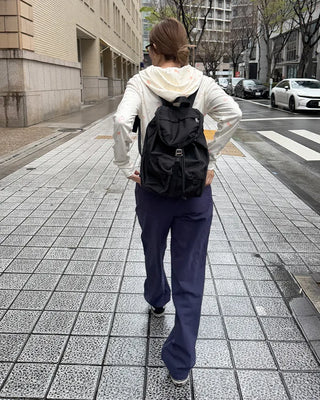 Square pocket nylon backpack