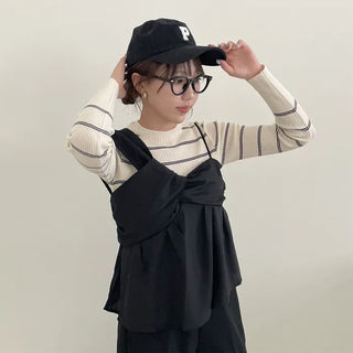 Slim-fit striped ribbed knit