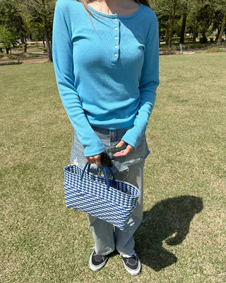 Colorful accent basket handbag