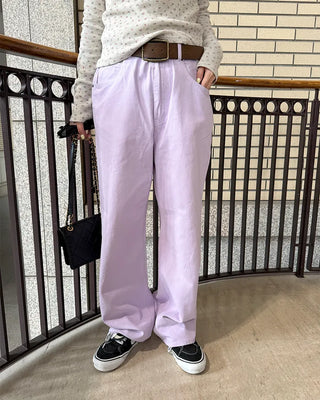 (Unisex) Colored Cotton Wide Pants