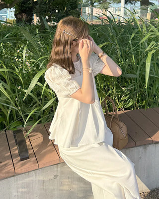 Pintuck bustier and slacks set