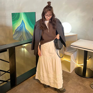 Long skirt with ruffled hem