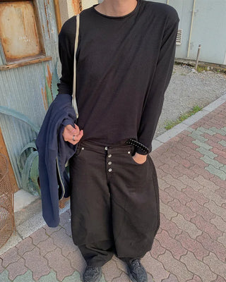 Waffle Semi-Cropped Long-Sleeve T-Shirt