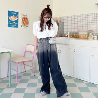 Pleated short-sleeved blouse