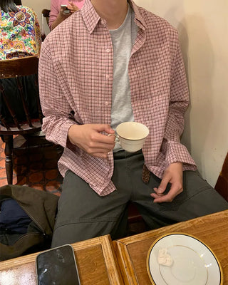 Simple checkered long-sleeved shirt