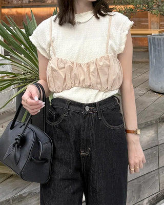Shirred Cropped Bustier