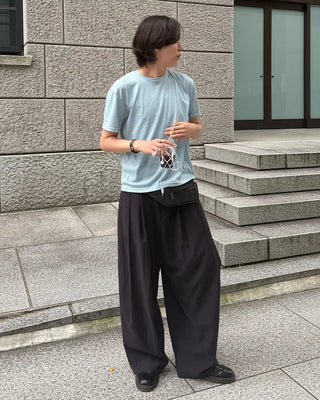 Oil-washed splatter wide tennis pants