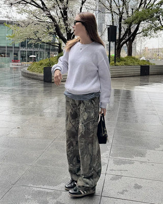 (Unisex) Double Knee Wide Tree Camouflage Pants