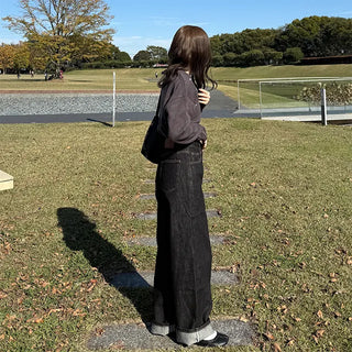 Stitch Point Wide Denim Pants
