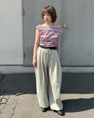 Waistband String Pintuck Sweatpants