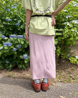 Bordered waist drawstring maxi skirt