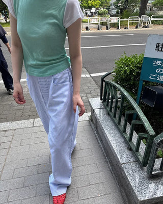Striped Summer Cotton Wide Pants