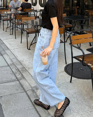 Summer light blue wide denim
