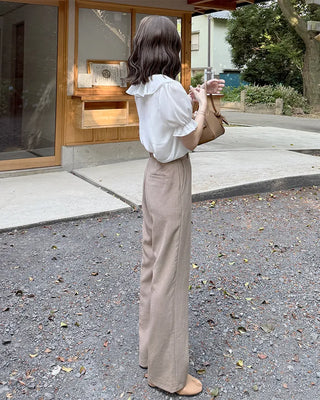 Ruffle Point Short-Sleeve Blouse