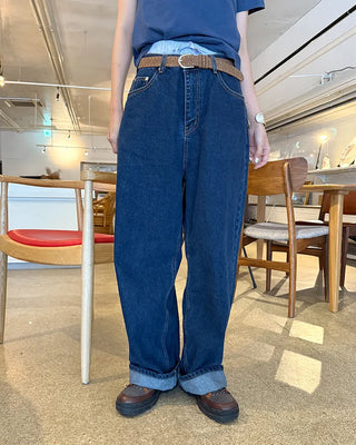 Wide-fit low-rise denim pants