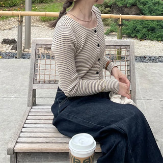 Striped cropped cardigan