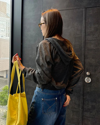 See-through hooded zip-up