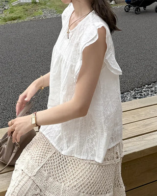 Frilled Punching Wing Blouse