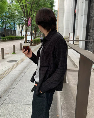 Vintage check pattern summer shirt