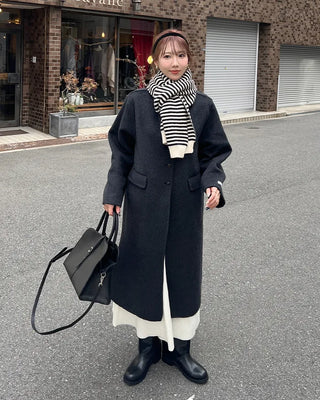 Shirred long knit skirt