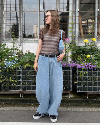 Checkered sheer short-sleeved T-shirt