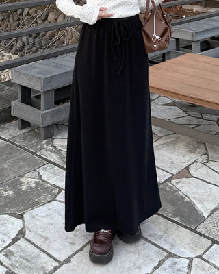 A-line ribbed long skirt