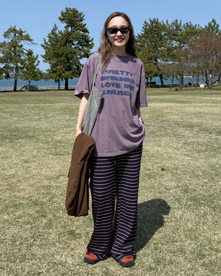 (Unisex) Lettering Oversized Half T-Shirt