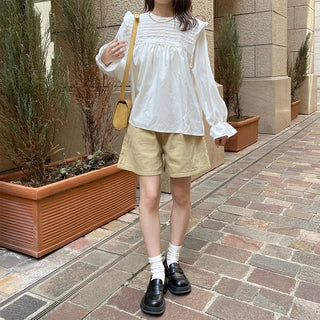 Pintuck frill blouse