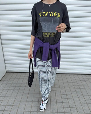 Triple Border Rib Easy Maxi Skirt