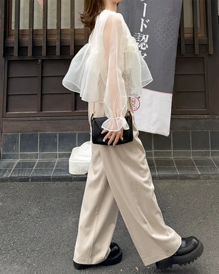 String strap wide slacks