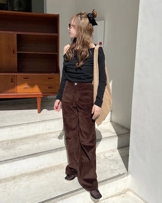 Pocket corduroy wide-leg pants