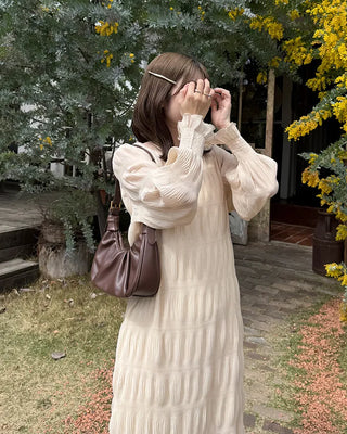 Chiffon pleated long dress