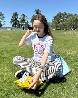 Simple striped banding pants