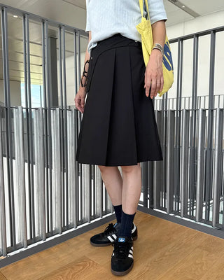 Rivet Pleated Midi Skirt