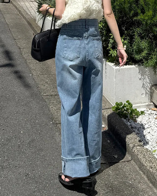 Semi-bootcut denim pants
