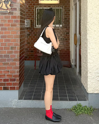 Balloon skirt string mini dress
