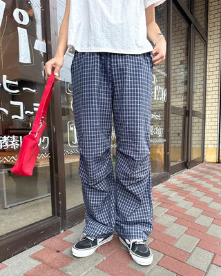 Checked Parachute Banding Pants