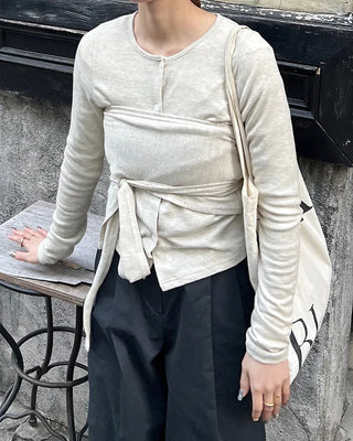 Cardigan set with wrap bustier