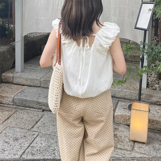 Back ribbon shirred blouse